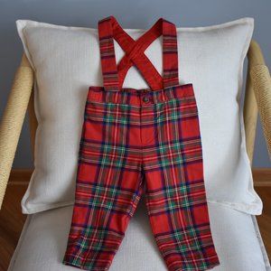 Janie and Jack Baby Boy's Tartan Plaid Suspender Pants